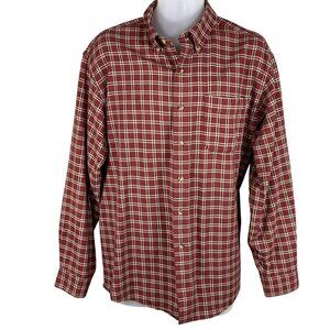 Vintage L.L. Bean Mens L Red Plaid Button Down Chamois Lumberjack Flannel Shirt
